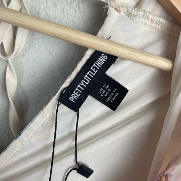 Pretty Little Thing Multi Ditsy Floral Print Embroidered Fairy Shift Dress Sz 8 - Picture 5 of 10